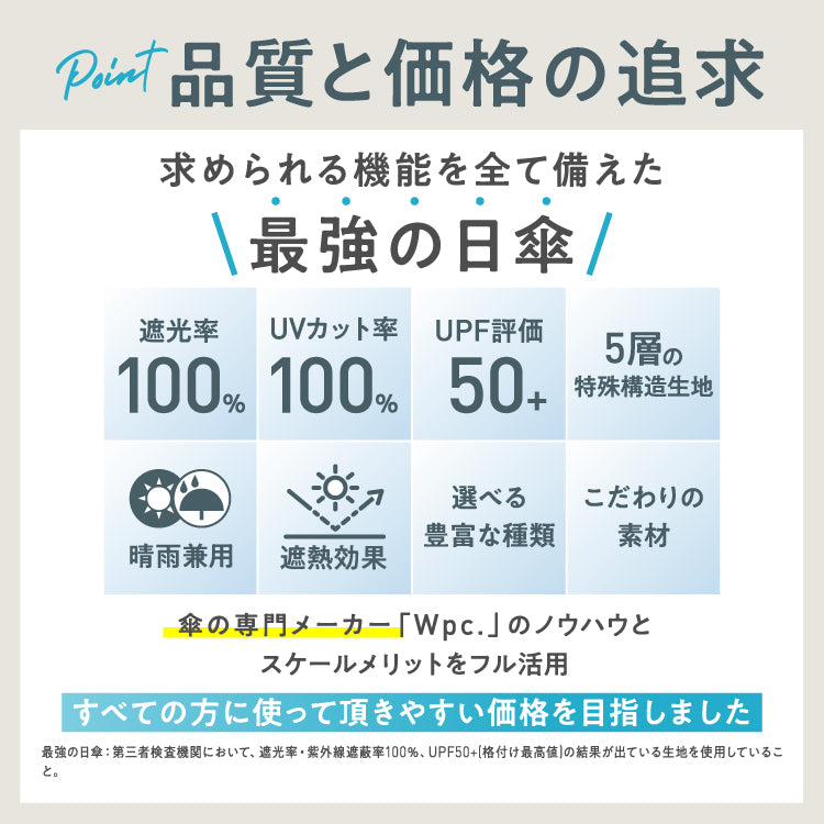 【Wpc.公式】最強の日傘 UVO 2段 刺繍スカラップ 親骨50cm 完全遮光 遮熱 UVカット100％ 晴雨兼用 レディース 折りたたみ 折りたたみ傘