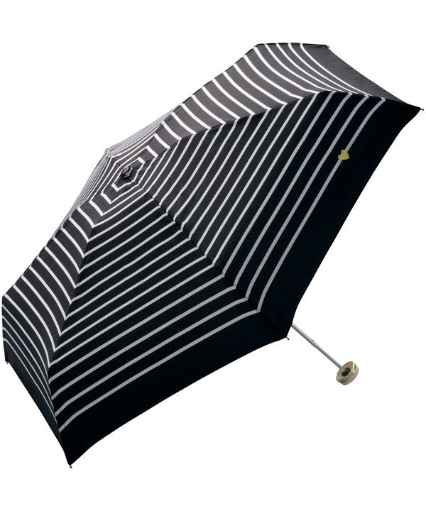 【Wpc.公式】雨傘 ハート刺繍ボーダーゴールド ミニ 親骨50cm 晴雨兼用 傘 レディース 折り畳み傘 おしゃれ 可愛い 女性 通勤 通学