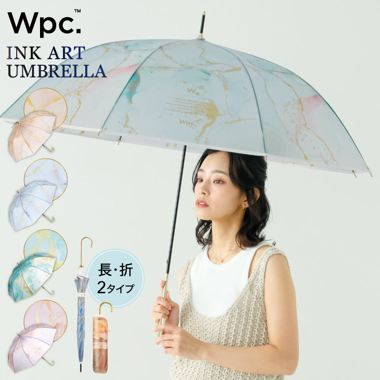 【Wpc.官方】［塑膠傘］墨水藝術傘 61cm 跳傘 大型 傘 女士 長傘 雨傘