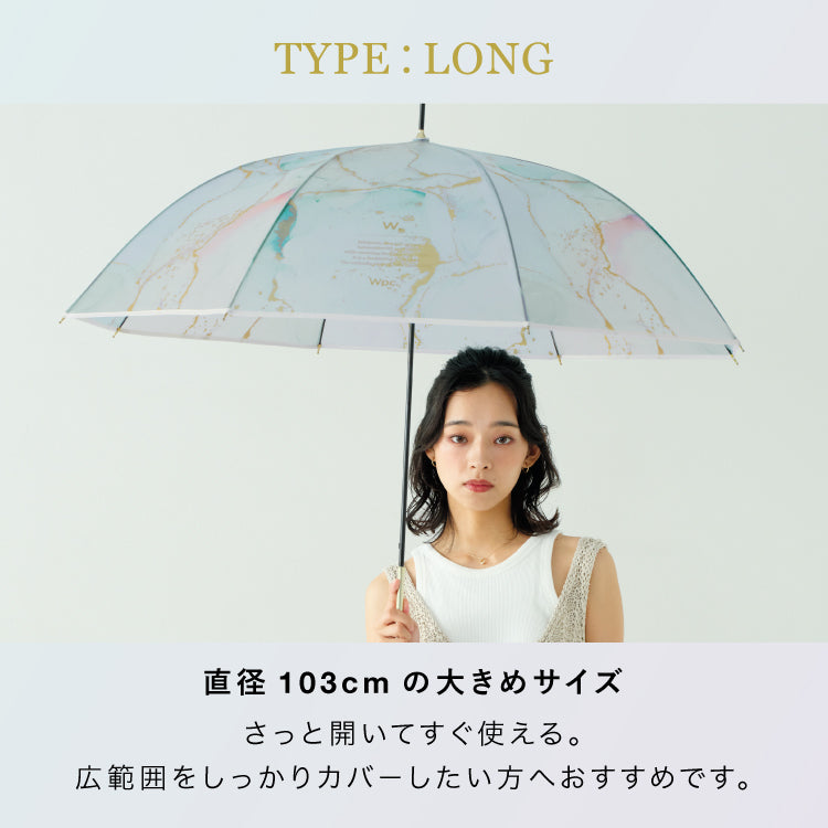 【Wpc.官方】［塑膠傘］墨水藝術傘 61cm 跳傘 大型 傘 女士 長傘 雨傘