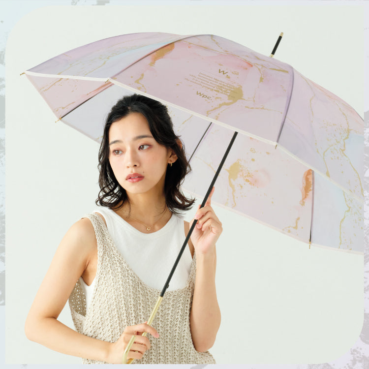 【Wpc.官方】［塑膠傘］墨水藝術傘 61cm 跳傘 大型 傘 女士 長傘 雨傘