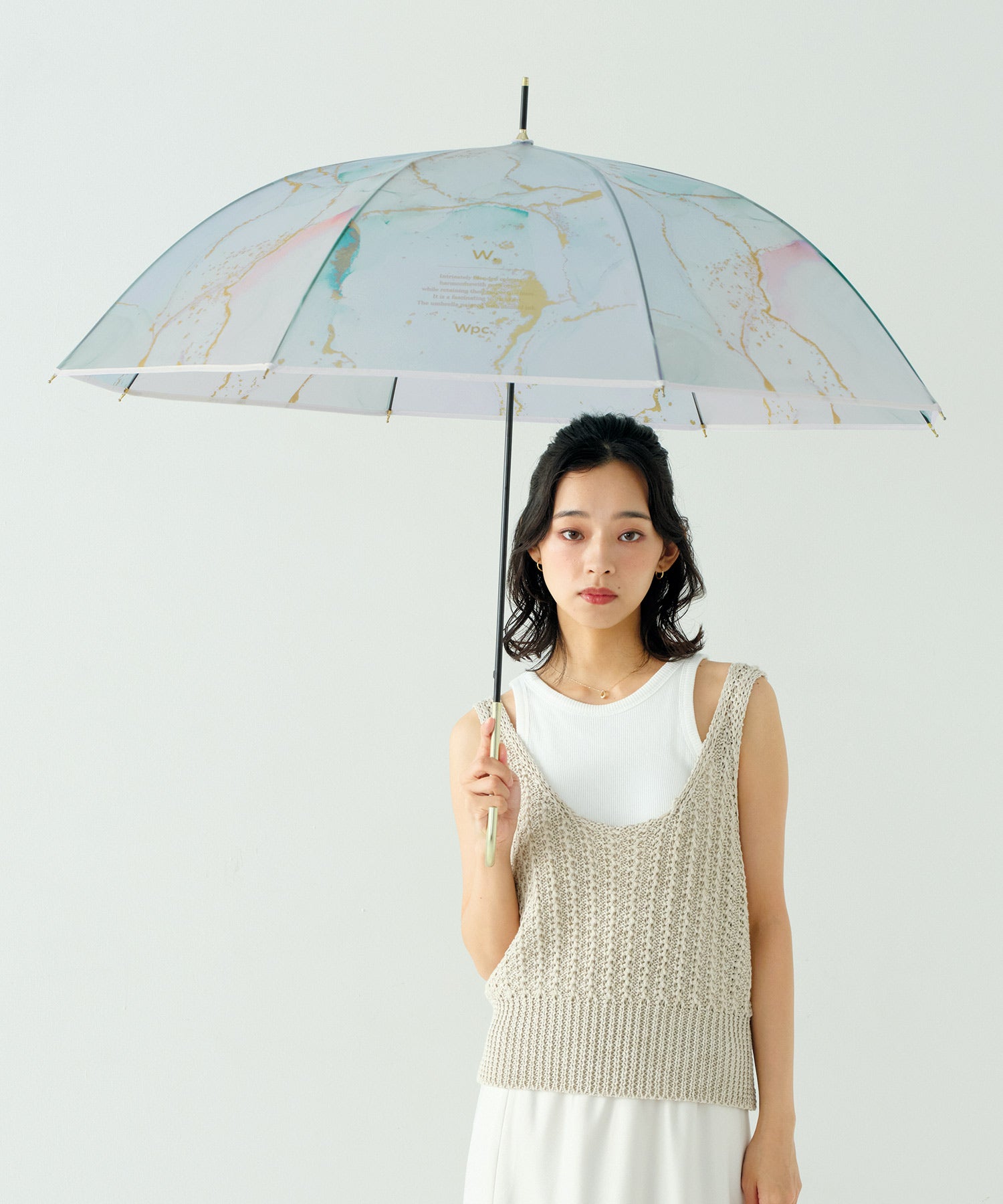 【Wpc.官方】［塑膠傘］墨水藝術傘 61cm 跳傘 大型 傘 女士 長傘 雨傘