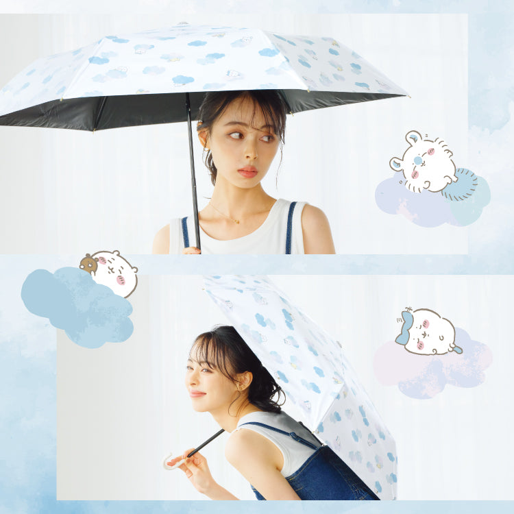 【Wpc.官方】遮陽傘 遮光 ちいかわ 花冠/困倦 迷你 完全遮光 遮熱 晴雨兩用 摺疊傘
