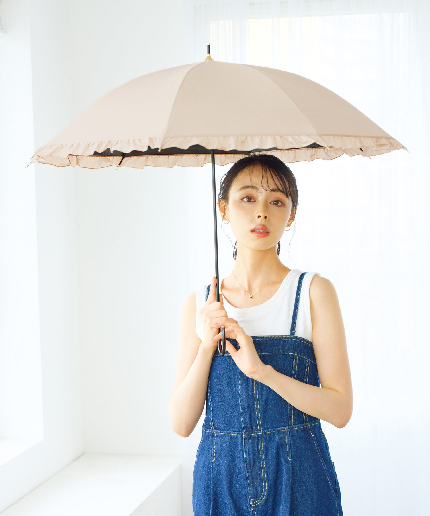 【Wpc.公式】日傘 遮光クラシックフリル 完全遮光 遮熱 UVカット 晴雨兼用 レディース 長傘 （ベージュ） ベージュ