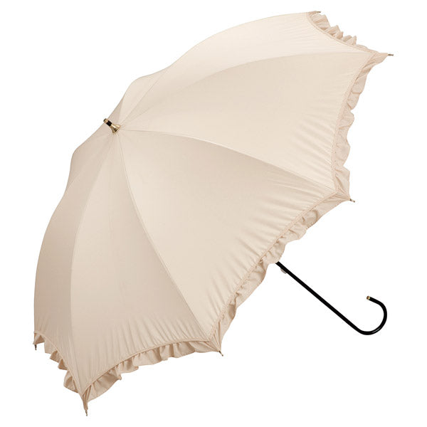 【Wpc.公式】日傘 遮光クラシックフリル 完全遮光 遮熱 UVカット 晴雨兼用 レディース 長傘 （ベージュ） ベージュ