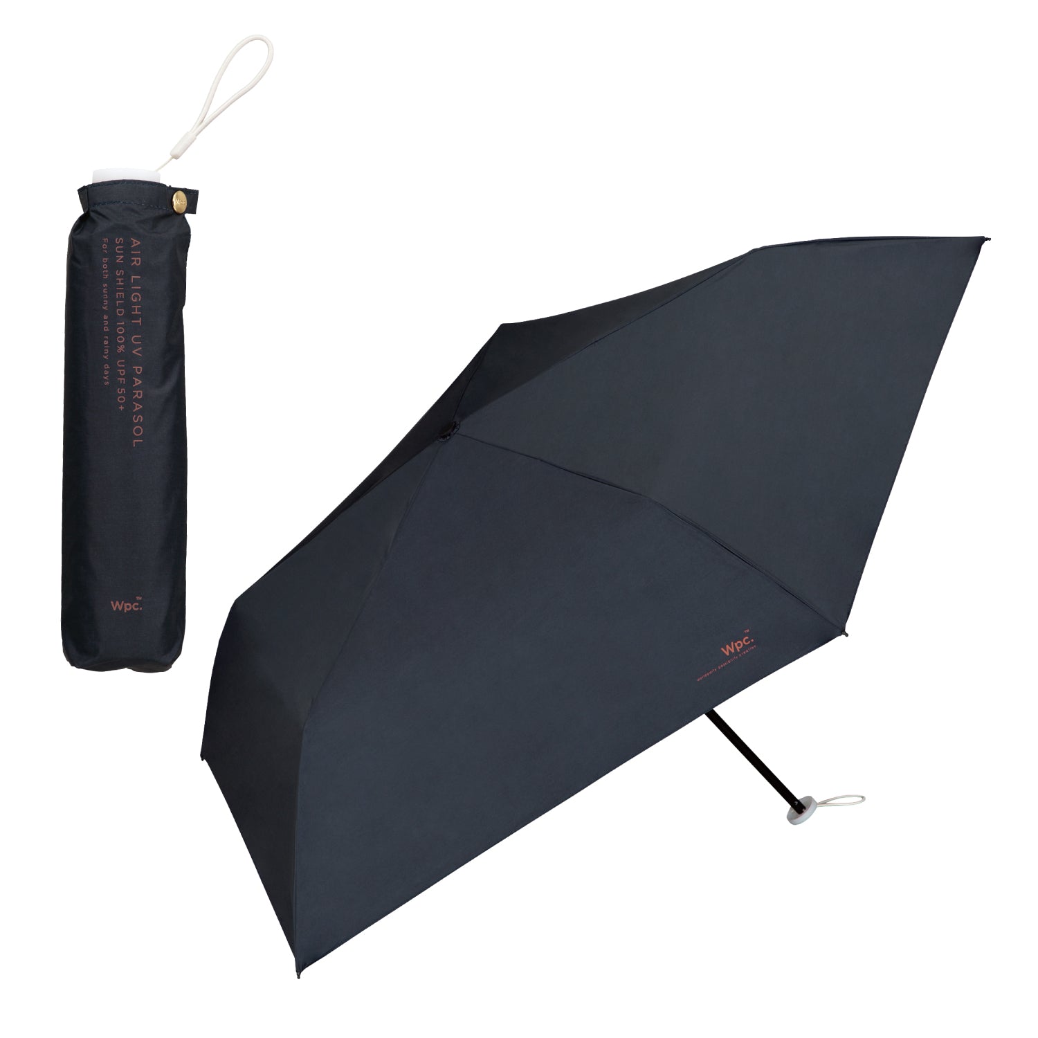 【Wpc.公式】日傘 超軽量 遮光軽量ソリッド ミニ 50cm 完全遮光 遮熱 晴雨兼用 レディース 折りたたみ スリム 傘 折り畳み傘（ブラック） ブラック