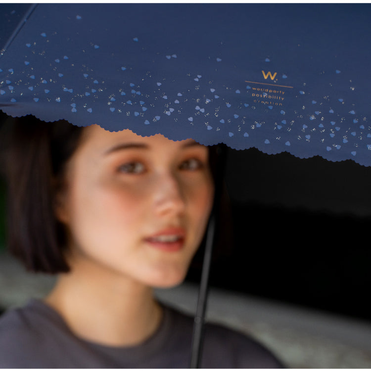 【Wpc.官方】遮陽傘 遮光閃亮心形 小型 55cm 大型 完全遮光 遮熱 晴雨兩用 摺疊式