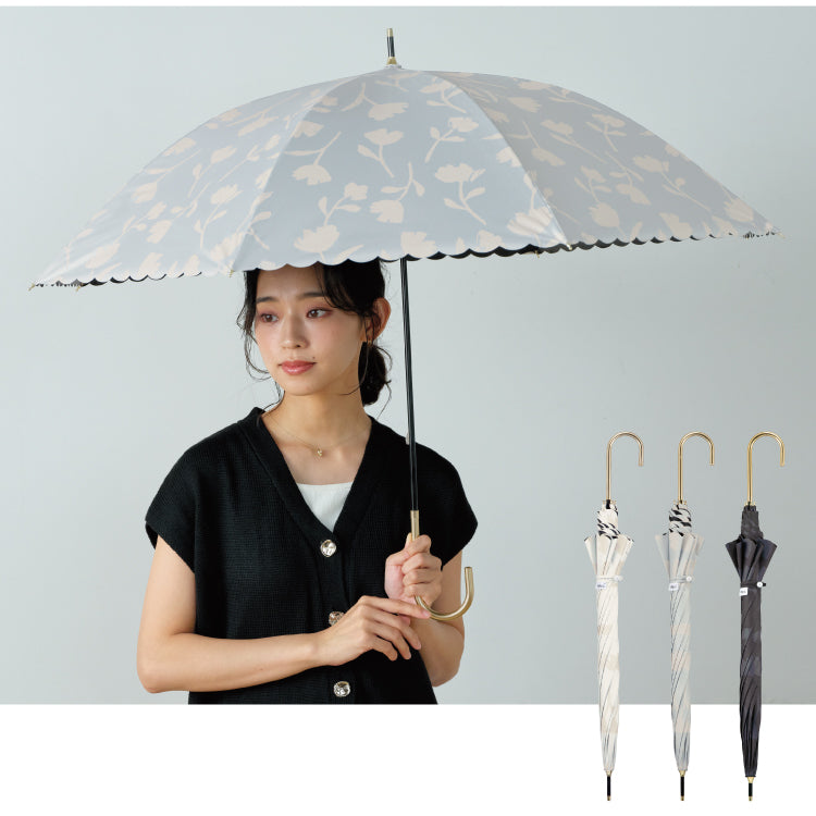 【Wpc.官方】日傘 遮光花影 55cm 大型 完全遮光 遮熱 晴雨兩用 女士長傘
