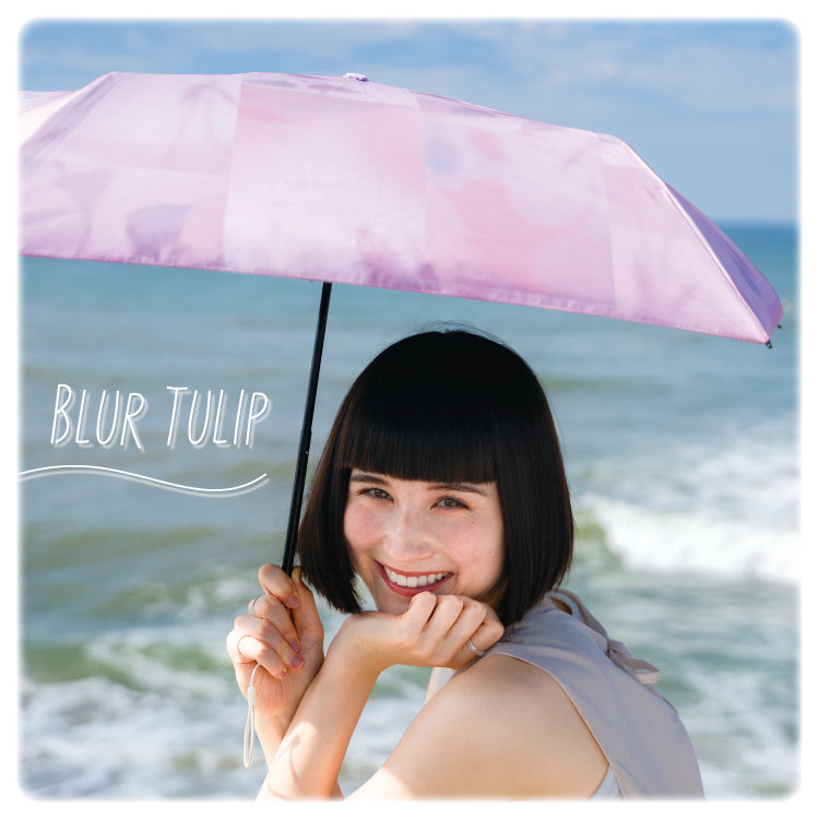 【Wpc.公式】日傘 超軽量 遮光軽量ブラーチューリップ ミニ 完全遮光 遮熱 晴雨兼用 折りたたみ傘  レディース 折り畳み（ブルー） ブルー