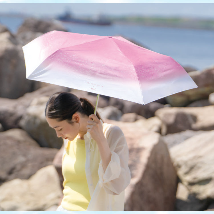 【Wpc.官方】陽傘 旅行咖啡×Wpc. 奶油蘇打傘迷你 輕量 完全遮光 遮熱 晴雨兩用