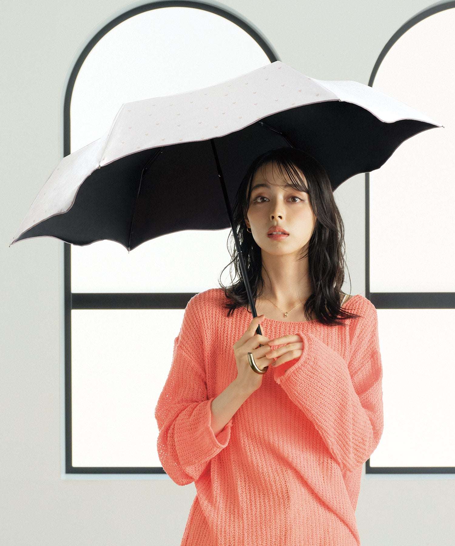 【Wpc.官方】日傘 遮光心形柔和迷你 輕量 完全遮光 遮熱 晴雨兩用 女士 折疊傘