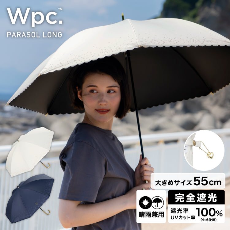 [Wpc. Official] Sun Umbrella Shading Glitter Heart 55cm Large Complete Shade Heat-Resistant Rain and Shine Dual Use Ladies Long Umbrella