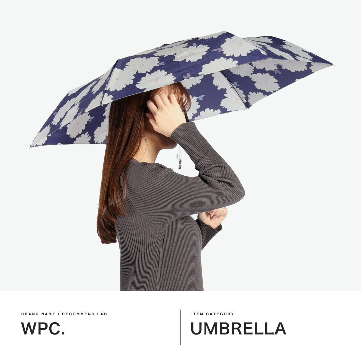 ダブリュピーシー Wpc. 折りたたみ傘 晴雨兼用 レディース 軽量 傘 日傘 雨傘 UVカット 紫外線対策 手開き かわいい 可愛い おしゃれ 大人 女性 花柄 花 親骨50cm フルール ミニ 7939-115-002 （ネイビー） ネイビー
