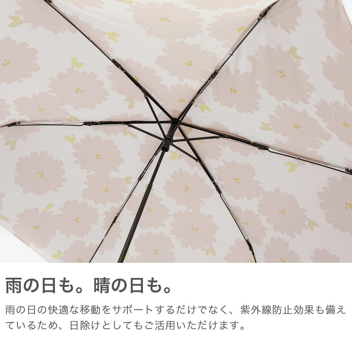 ダブリュピーシー Wpc. 折りたたみ傘 晴雨兼用 レディース 軽量 傘 日傘 雨傘 UVカット 紫外線対策 手開き かわいい 可愛い おしゃれ 大人 女性 花柄 花 親骨50cm フルール ミニ 7939-115-002 （ネイビー） ネイビー