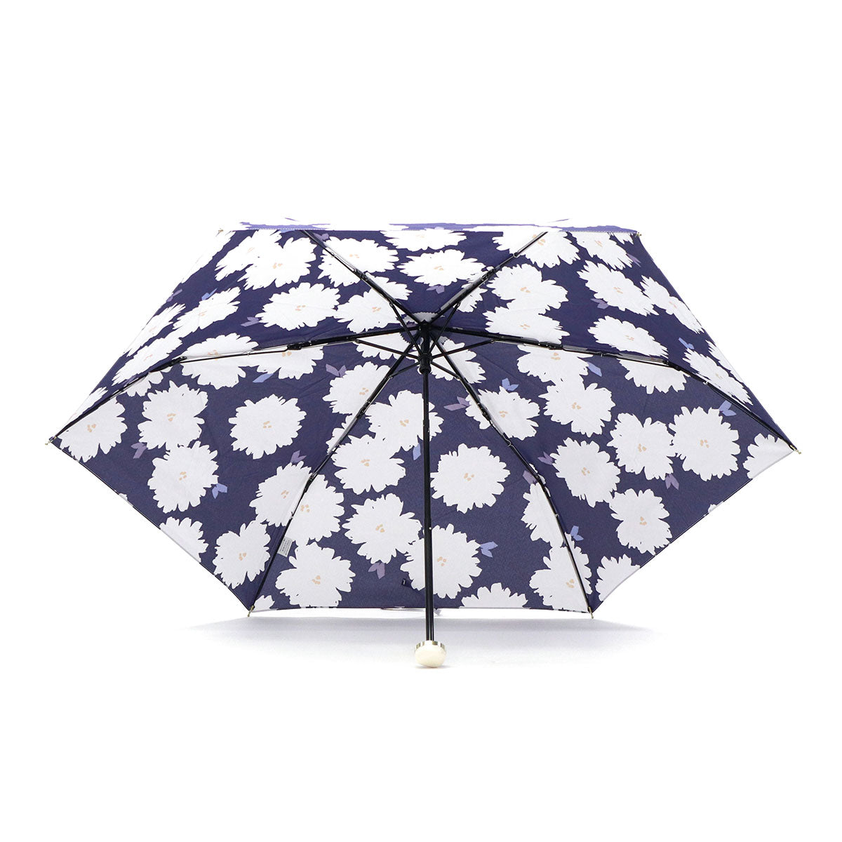 ダブリュピーシー Wpc. 折りたたみ傘 晴雨兼用 レディース 軽量 傘 日傘 雨傘 UVカット 紫外線対策 手開き かわいい 可愛い おしゃれ 大人 女性 花柄 花 親骨50cm フルール ミニ 7939-115-002 （ネイビー） ネイビー