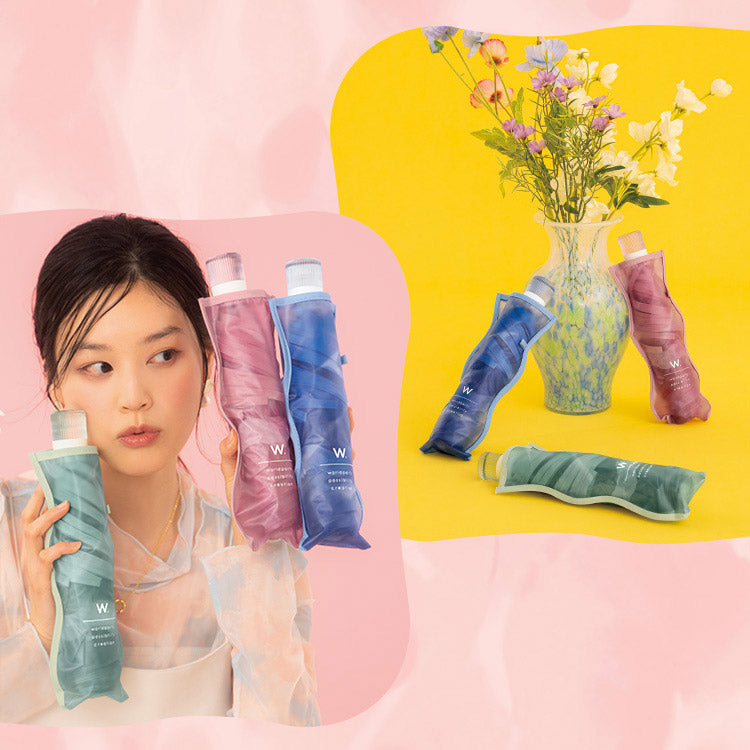 ダブリュピーシー Wpc. 【Wpc.公式】ビニール傘 フラワーベースアンブレラ ミニ 54cm 傘 レディース 雨傘 折りたたみ傘 折り畳み傘 折りたたみ 折り畳み （ブルー） ブルー