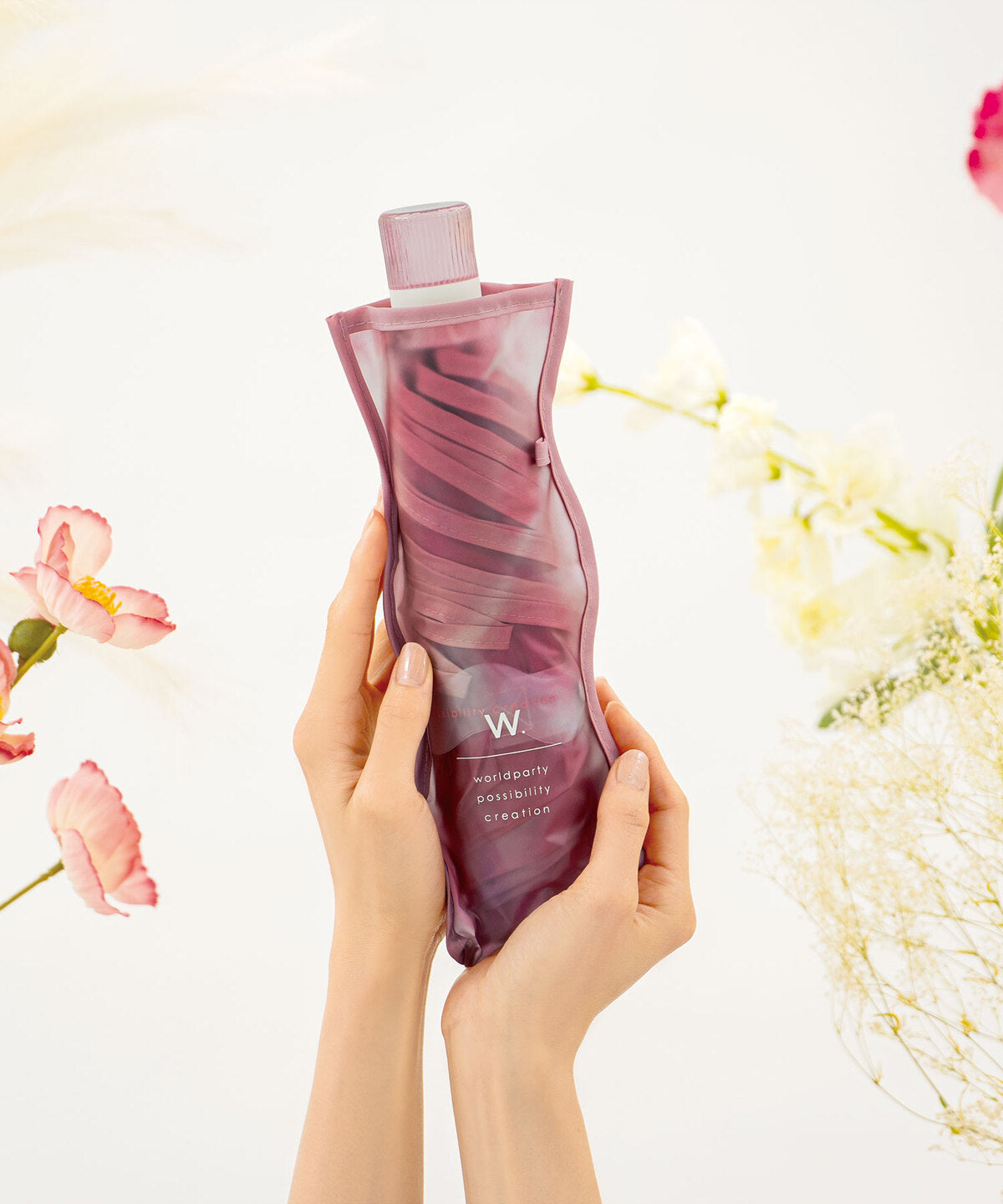 ダブリュピーシー Wpc. 【Wpc.公式】ビニール傘 フラワーベースアンブレラ ミニ 54cm 傘 レディース 雨傘 折りたたみ傘 折り畳み傘 折りたたみ 折り畳み （ピンク） ピンク