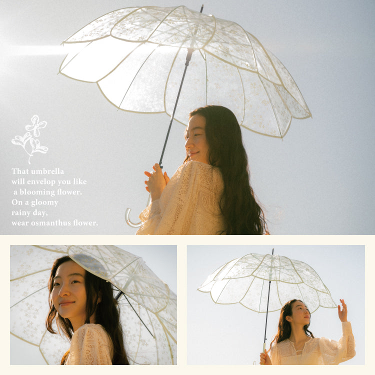 【Wpc.公式】ビニール傘 キンモクセイアンブレラ 61cm ジャンプ傘 傘 レディース 大きめ 大きい 金木製 銀木製 雨傘 長傘 （ゴールド） ゴールド