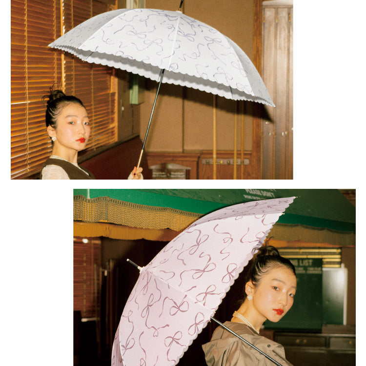 ダブリュピーシー Wpc. 【Wpc.公式】雨傘 ハートリボン 58cm ジャンプ傘 晴雨兼用 傘 レディース 長傘 （オフ） オフ