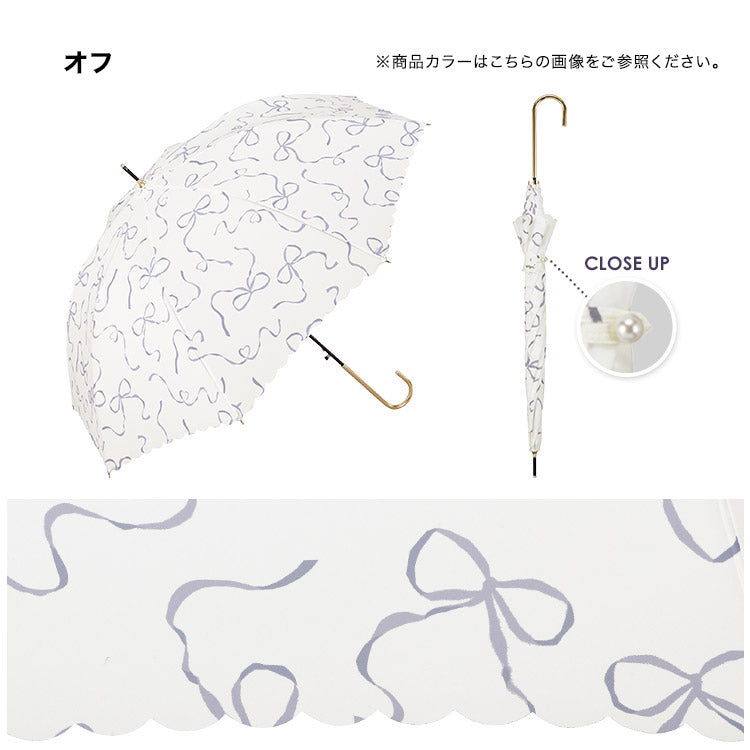 ダブリュピーシー Wpc. 【Wpc.公式】雨傘 ハートリボン 58cm ジャンプ傘 晴雨兼用 傘 レディース 長傘 （オフ） オフ