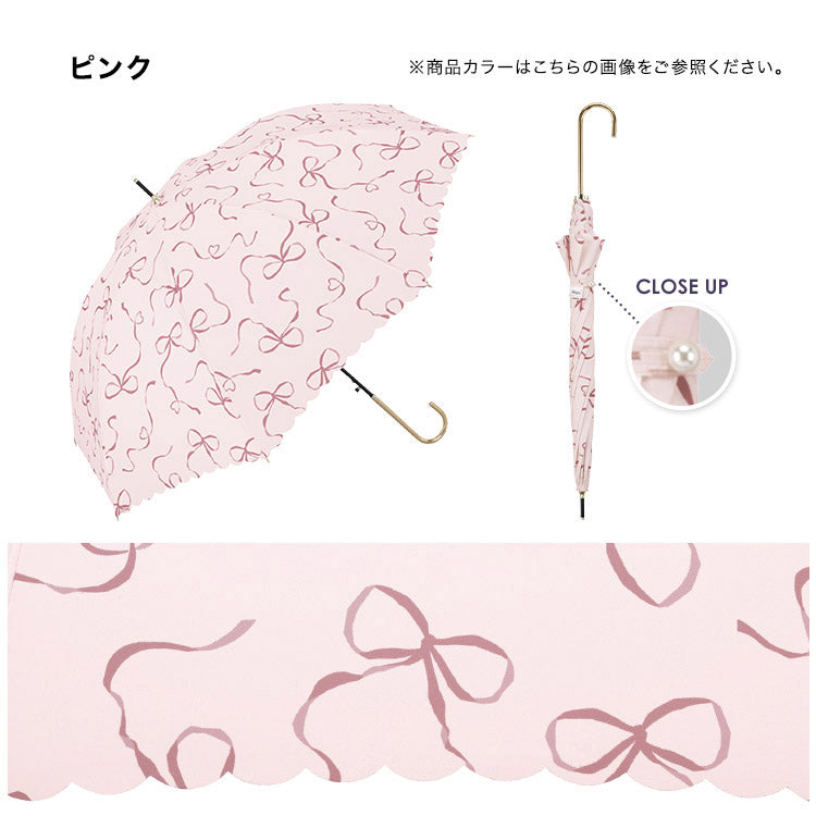 ダブリュピーシー Wpc. 【Wpc.公式】雨傘 ハートリボン 58cm ジャンプ傘 晴雨兼用 傘 レディース 長傘 （オフ） オフ