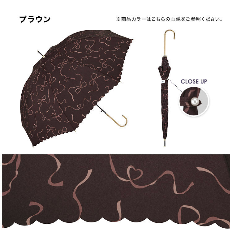 ダブリュピーシー Wpc. 【Wpc.公式】雨傘 ハートリボン 58cm ジャンプ傘 晴雨兼用 傘 レディース 長傘 （オフ） オフ