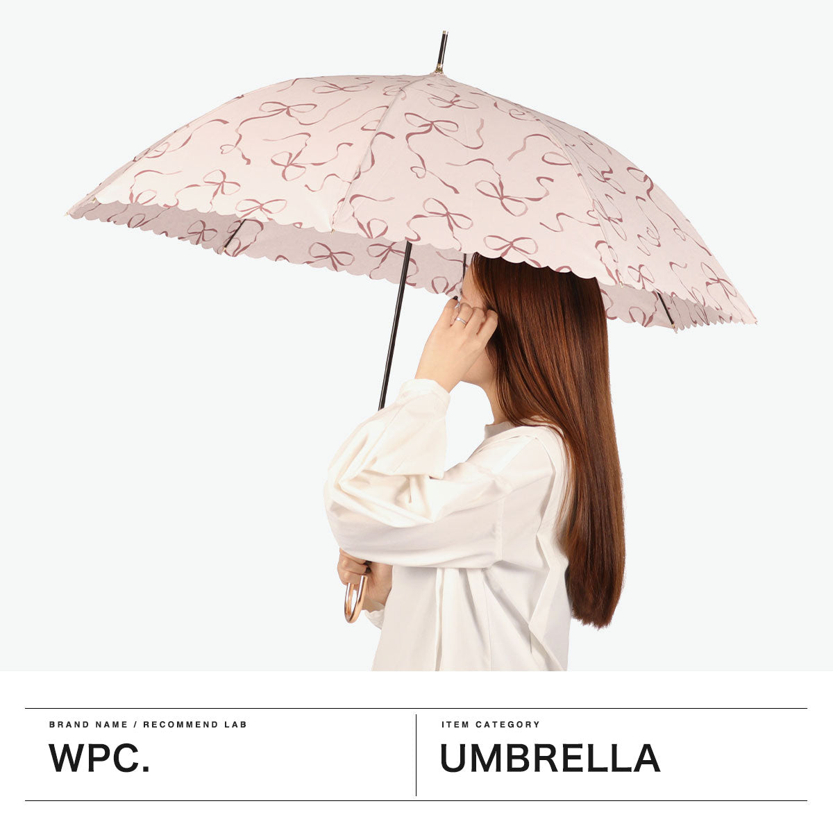ダブリュピーシー Wpc. 長傘 レディース 傘 晴雨兼用 雨傘 大きめ 日傘 ワンタッチ ジャンプ式 おしゃれ ブランド ハート リボン スカラップ かわいい UVカット 58cm ハートリボン 4780-05-001 （オフ） オフ