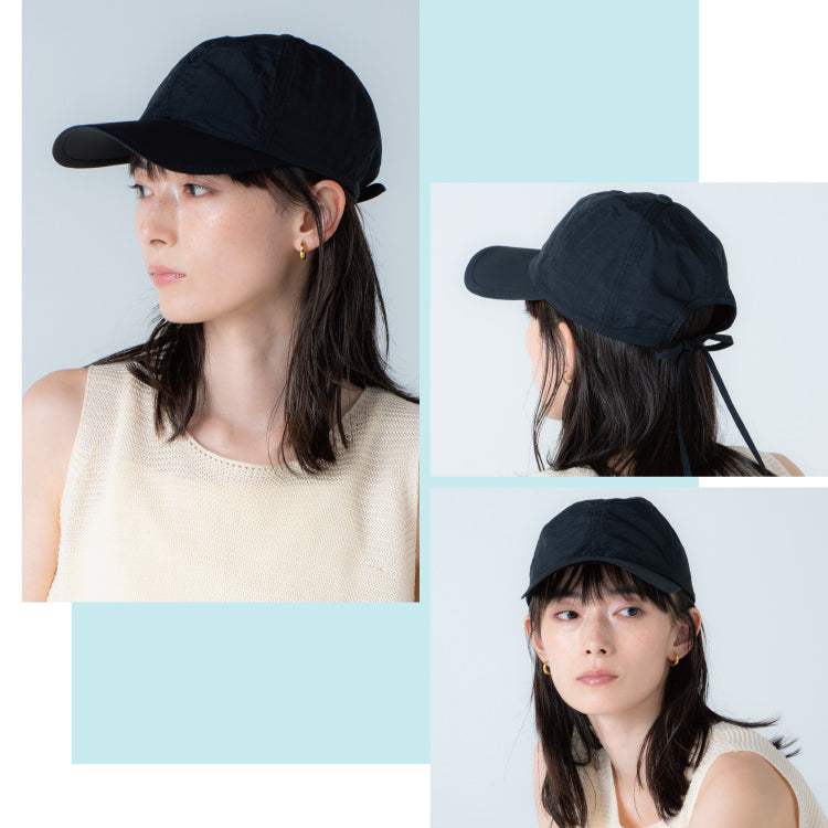 【Wpc.公式】帽子 UVカット 接触冷感キャップ UVキャップ 遮光 軽量 コンパクト 洗える レディース（ブラック） ブラック