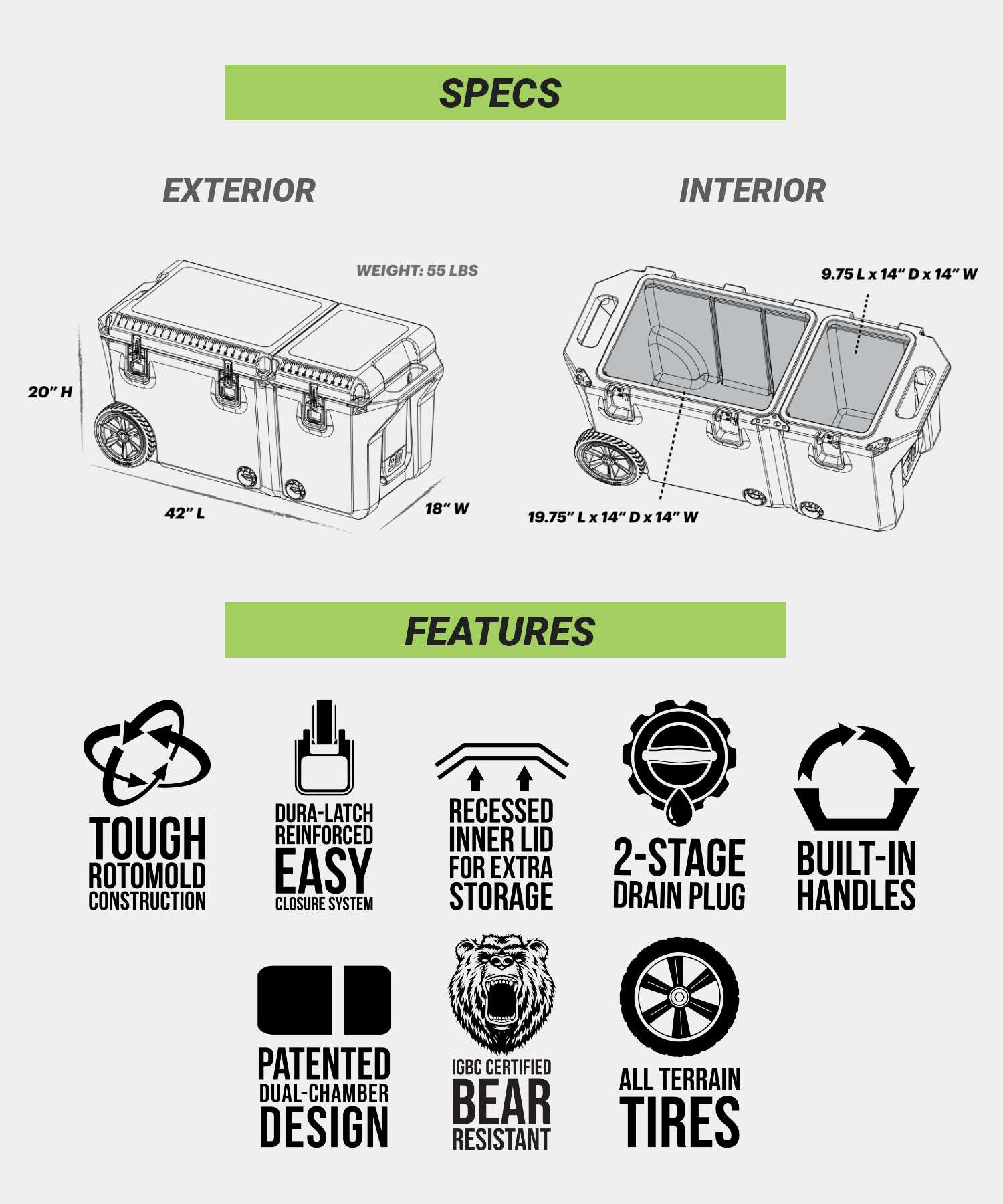 Wild Gear WyLD GEAR Wild Gear WYLD GEAR Hard Cooler FREEDOM SERIES 90 QT Cooler Unisex Leisure Camping Equipment made in USA