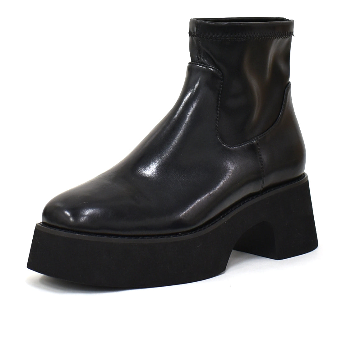 ダブリュー W 厚底ストレッチブーツ （ブラック） ブラック