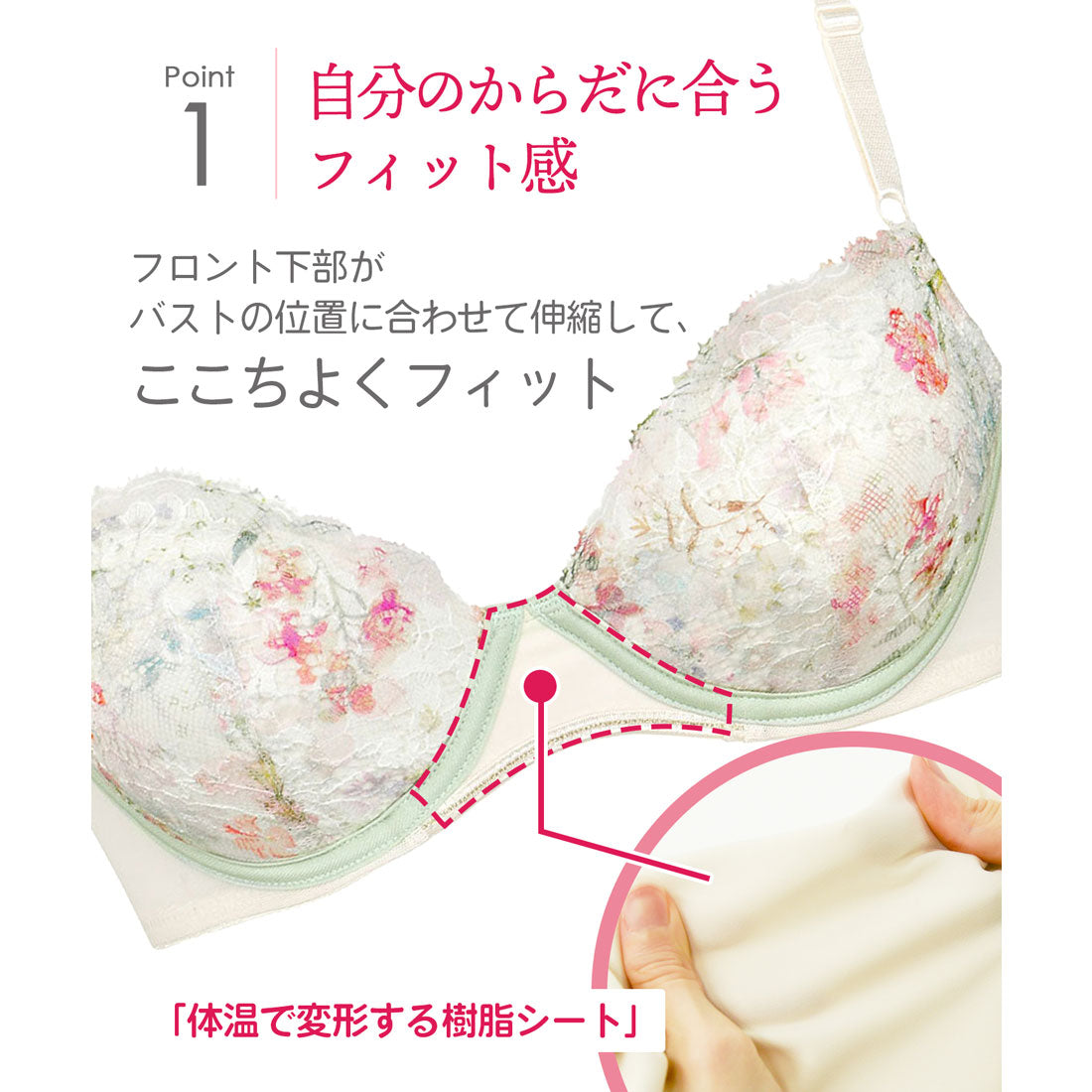 ウイング Wing 3/4カップブラ 体温で変形する樹脂シートで、より自分に合ったフィット感へ【マッチミーブラ】