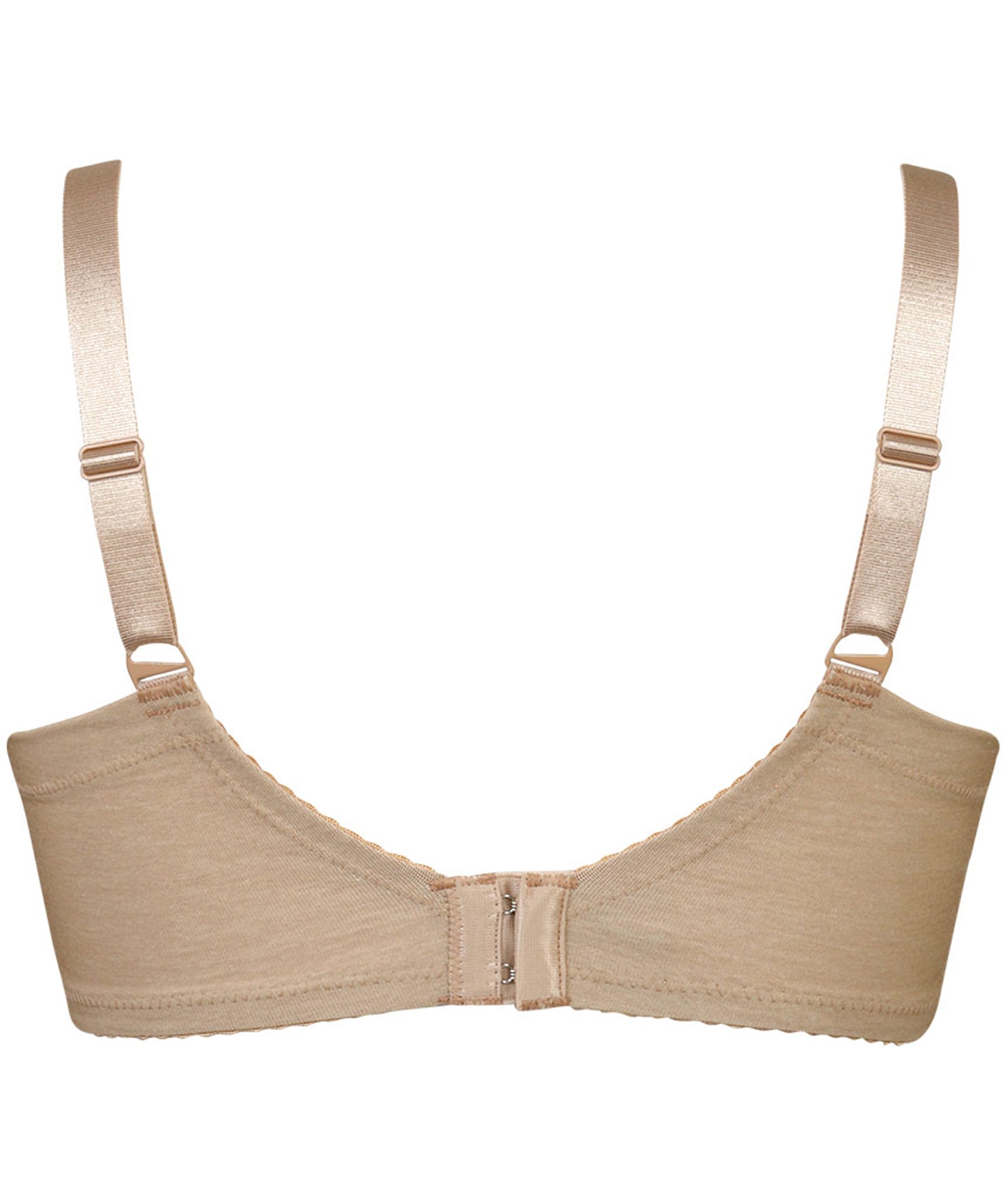 Wing Bra: Firmly wraps the bust, reduces back bulge, cotton blend, full cup bra.