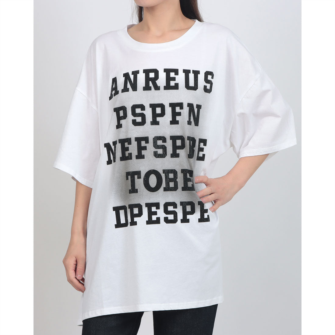 ワンネス ブル Wanneseu B.R.U 平成レトロラインストーンTシャツ （ホワイト系その他2） ホワイト系その他2