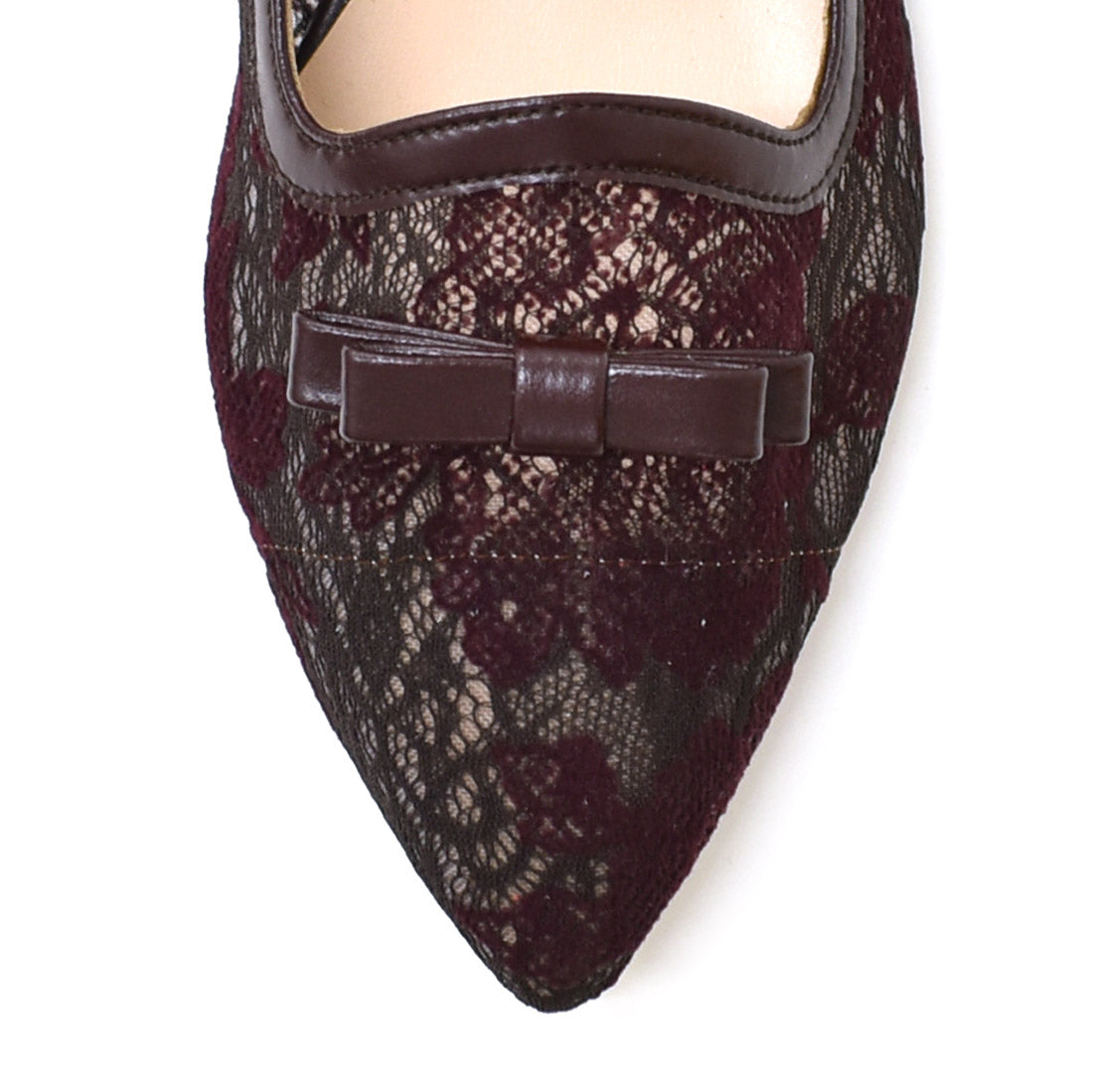 ギンザワシントン 銀座ワシントン WASHINGTON チュールオペラフラットシューズ （ボルドー） ボルドー