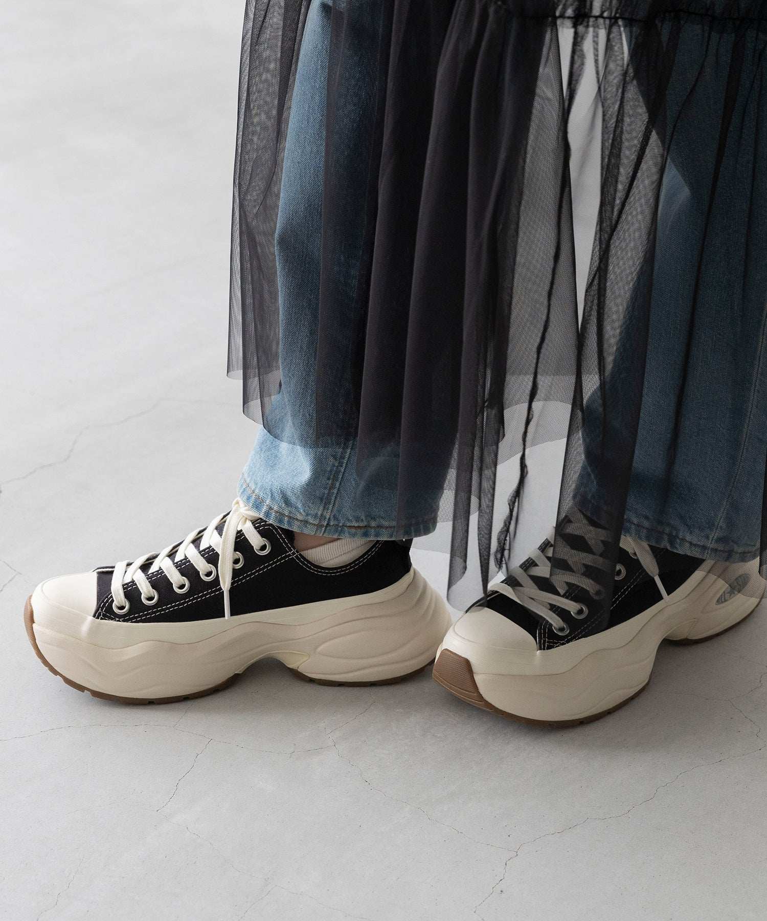 ウェレッグ セレクト welleg sellect オールスター 厚底 ローカットスニーカー （4020ブラック／OX） 4020ブラック／OX