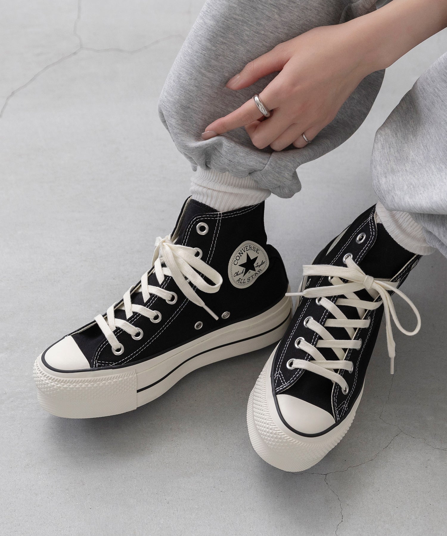 ウェレッグ セレクト welleg sellect CONVERSE コンバース ALL STAR LIFTED HI オールスター リフテッド ハイカット 厚底 スニーカー （4020ブラックHI） 4020ブラックHI