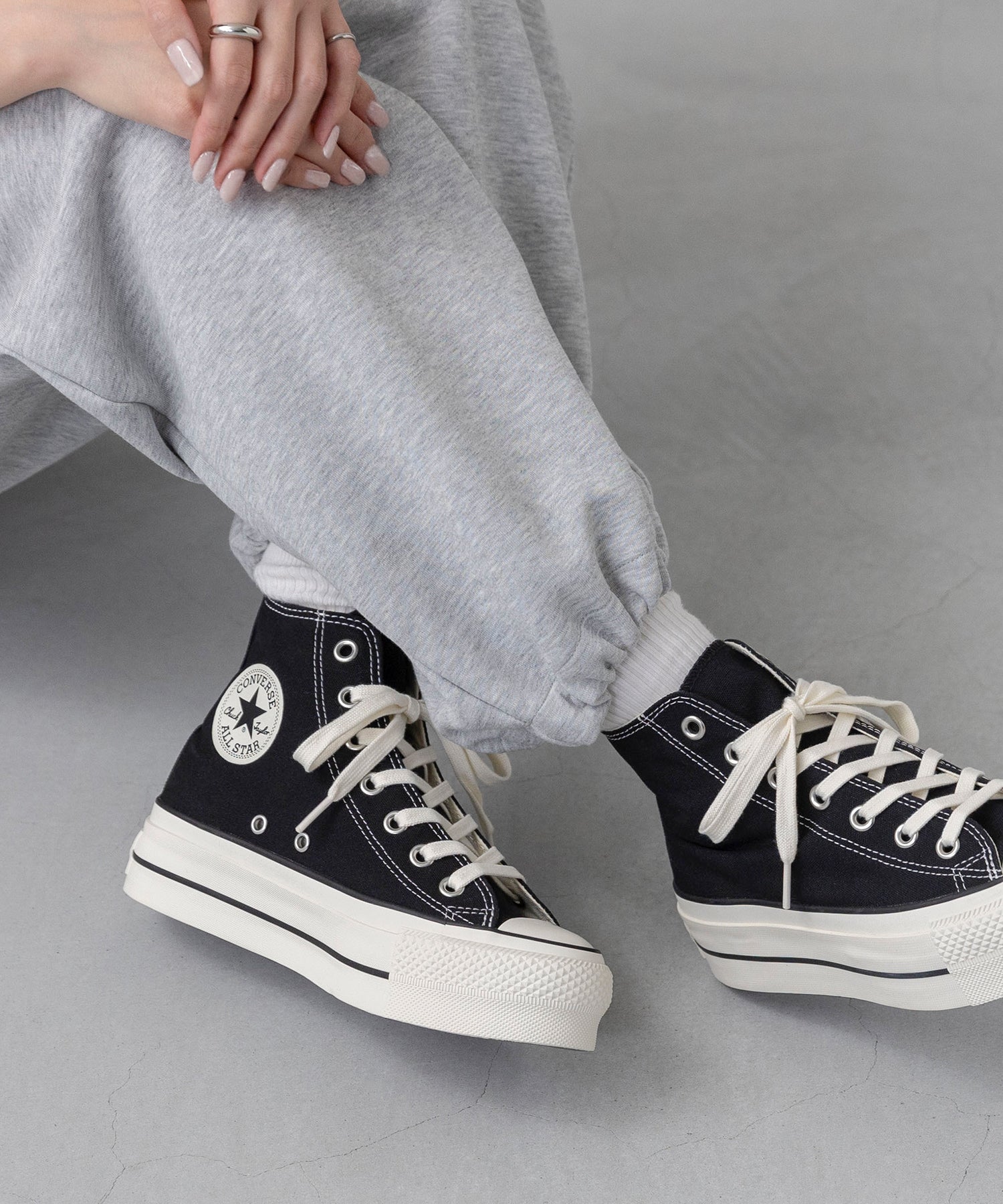 ウェレッグ セレクト welleg sellect CONVERSE コンバース ALL STAR LIFTED HI オールスター リフテッド ハイカット 厚底 スニーカー （4020ブラックHI） 4020ブラックHI
