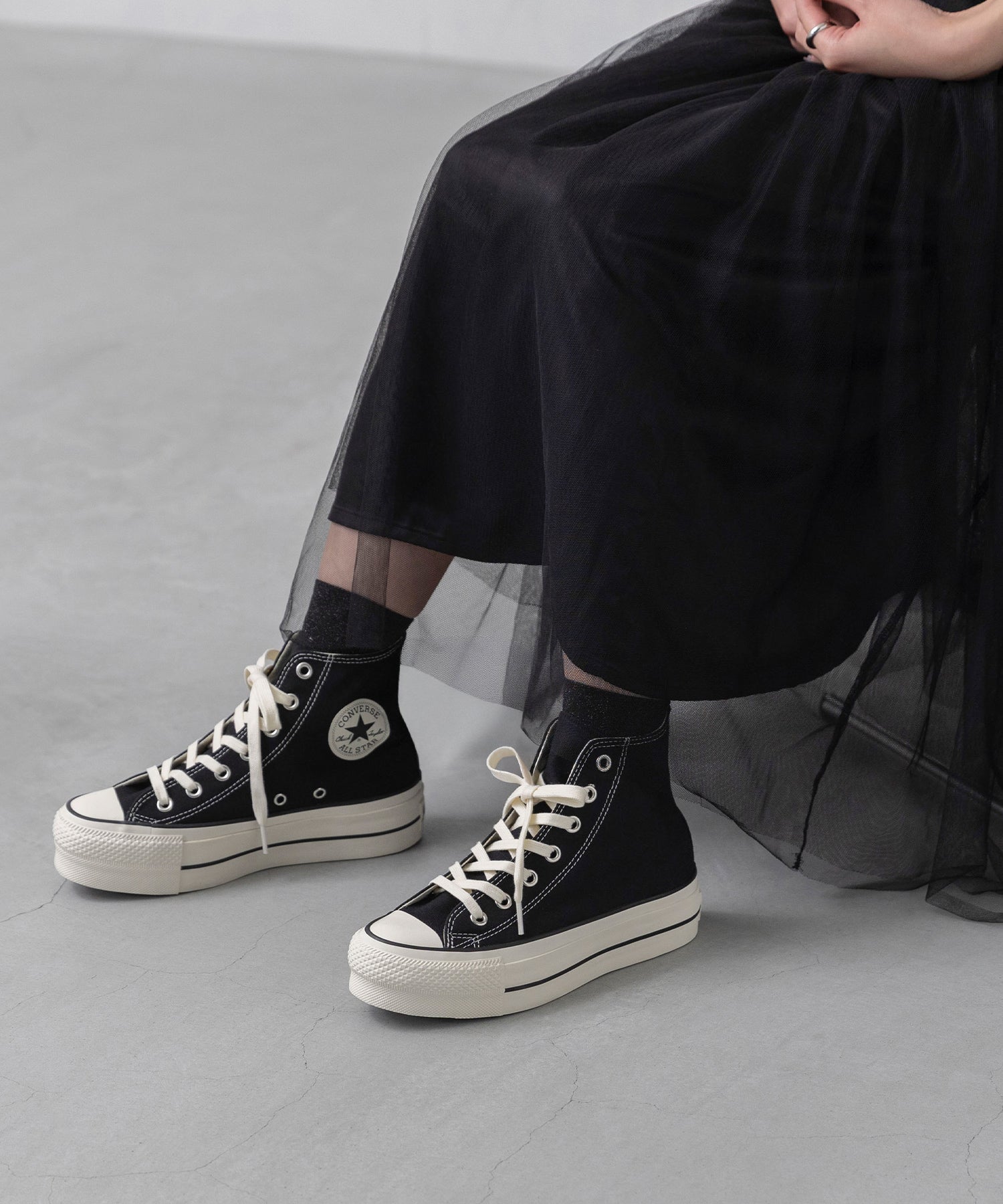 ウェレッグ セレクト welleg sellect CONVERSE コンバース ALL STAR LIFTED HI オールスター リフテッド ハイカット 厚底 スニーカー （4020ブラックHI） 4020ブラックHI