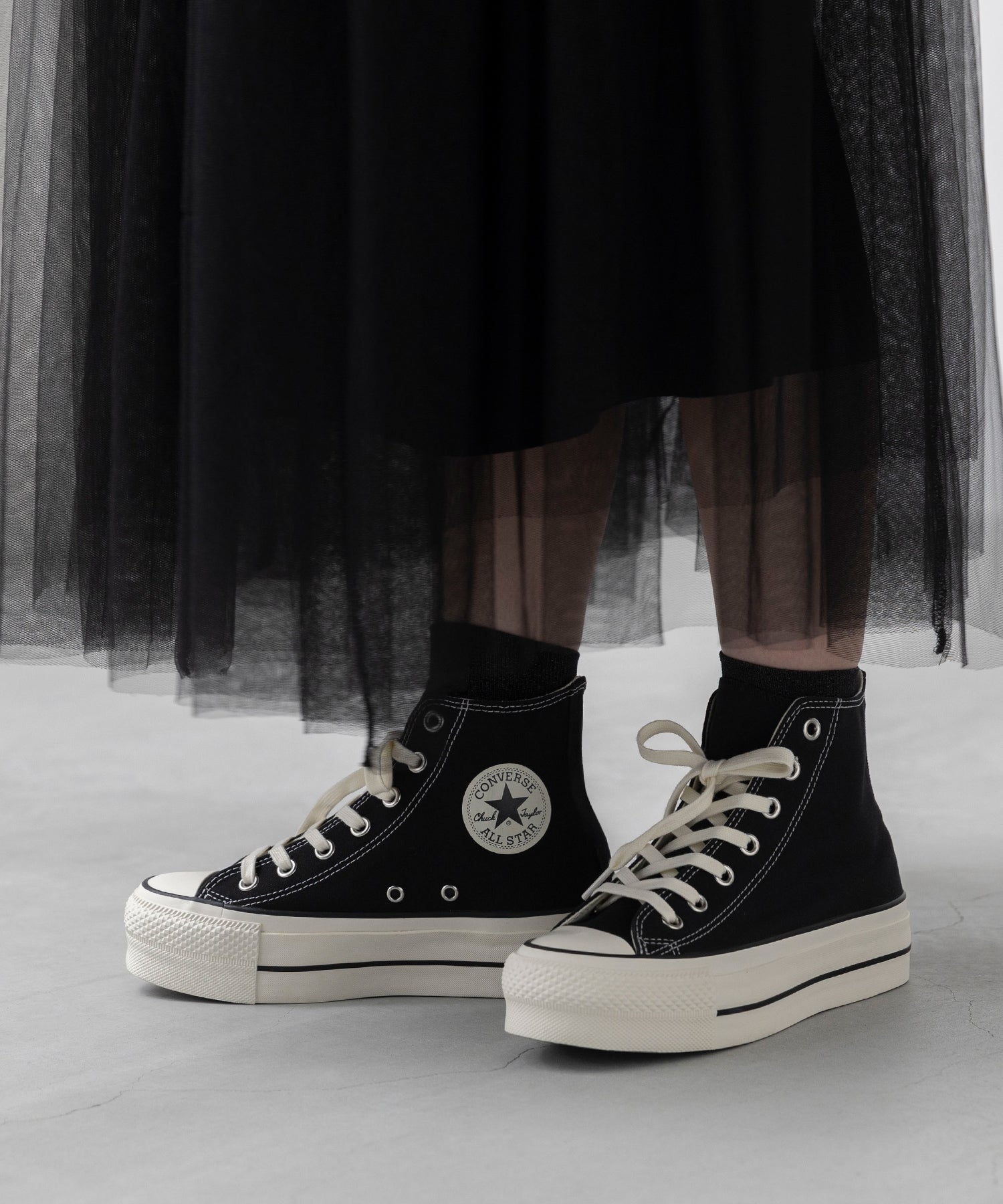 ウェレッグ セレクト welleg sellect CONVERSE コンバース ALL STAR LIFTED HI オールスター リフテッド ハイカット 厚底 スニーカー （4020ブラックHI） 4020ブラックHI