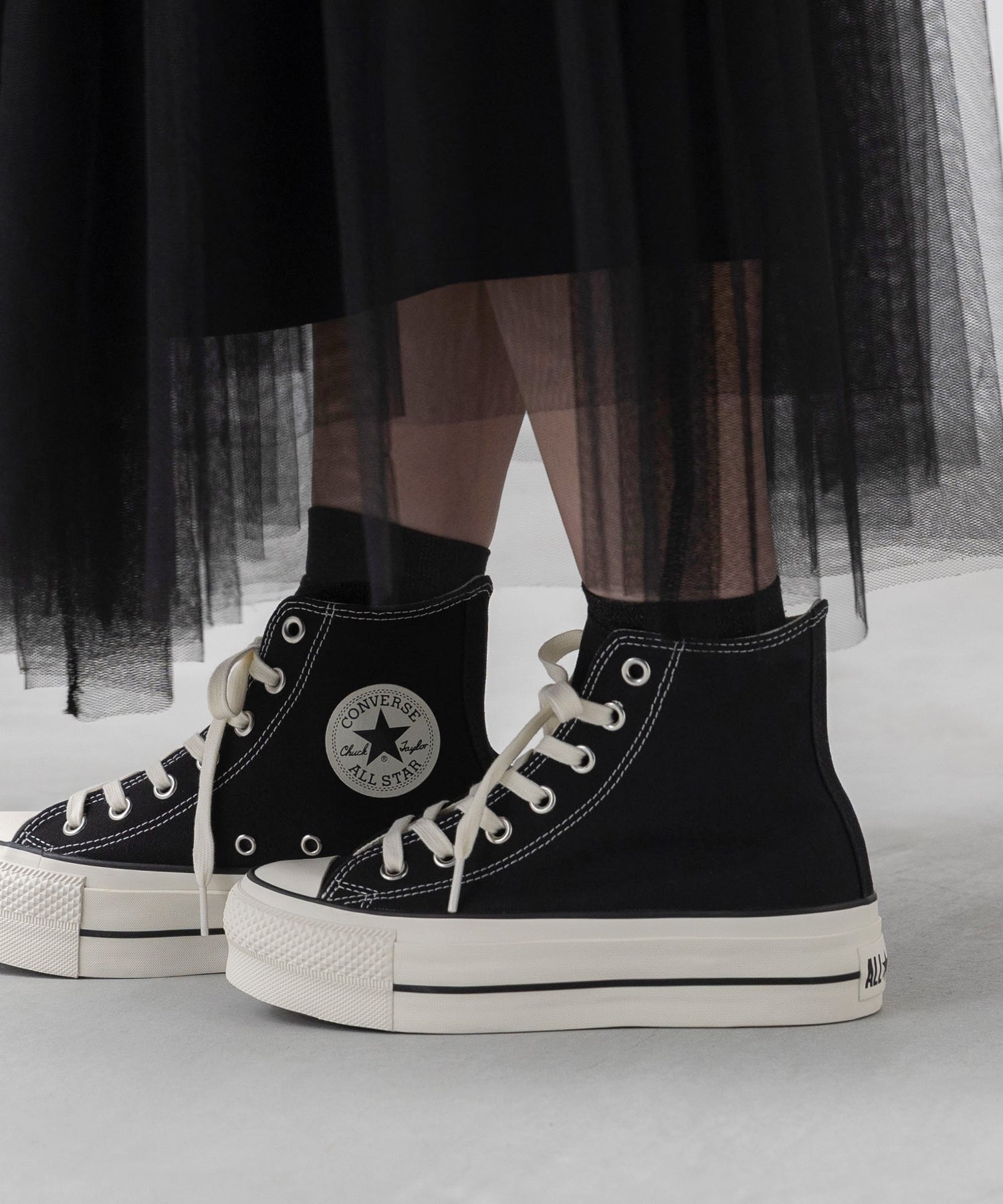 ウェレッグ セレクト welleg sellect CONVERSE コンバース ALL STAR LIFTED HI オールスター リフテッド ハイカット 厚底 スニーカー （4020ブラックHI） 4020ブラックHI