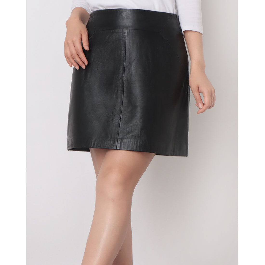 ウィッスルズ WHISTLES Leather A line Skirt （Black） Black