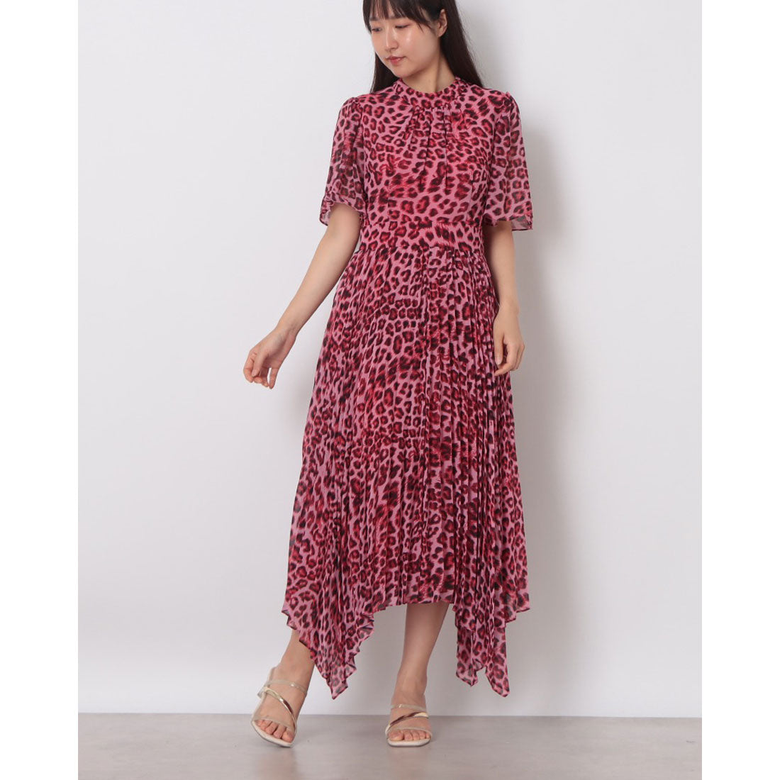 ウィッスルズ WHISTLES Jungle Cheetah Pleated Dress （Pink/Multi） Pink/Multi
