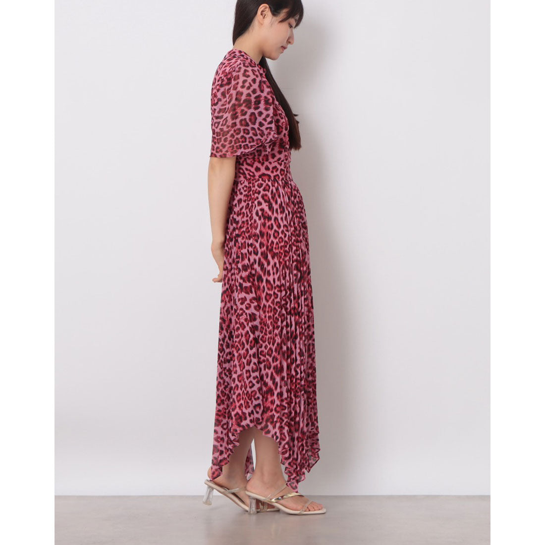 ウィッスルズ WHISTLES Jungle Cheetah Pleated Dress （Pink/Multi） Pink/Multi