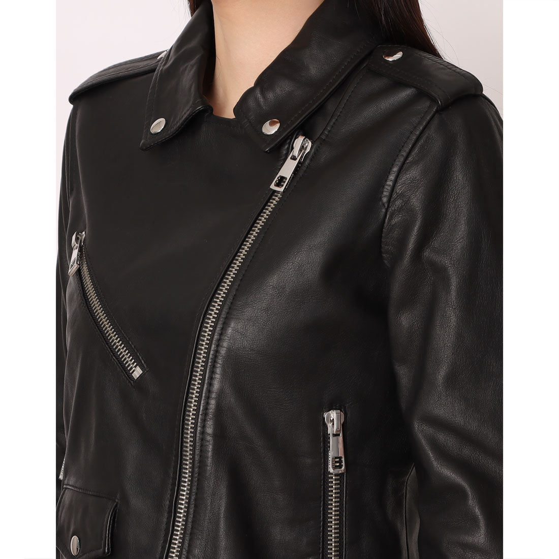 ウィッスルズ WHISTLES Agnes Pocket Leather Jacket （Black） Black