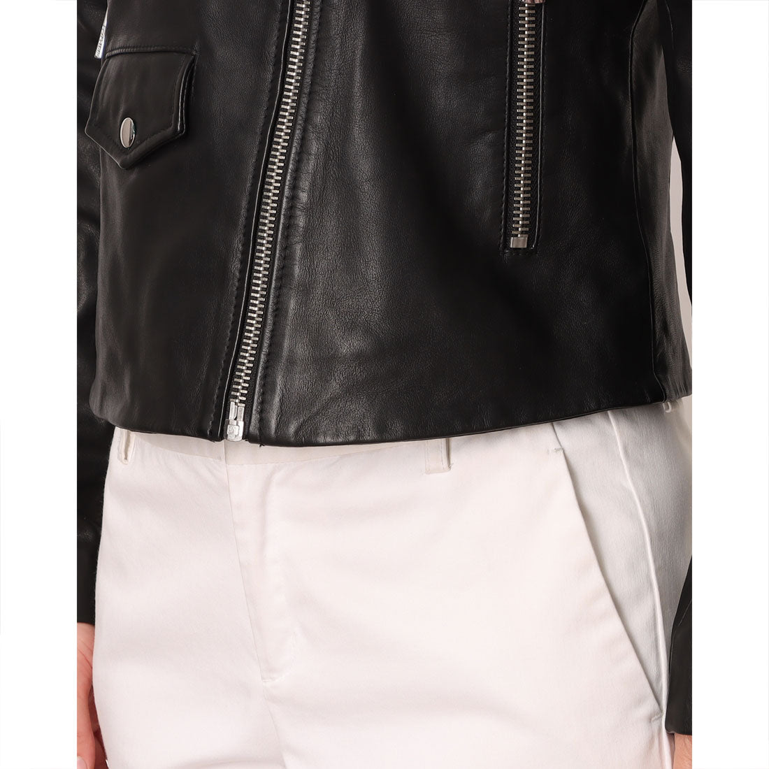 ウィッスルズ WHISTLES Agnes Pocket Leather Jacket （Black） Black