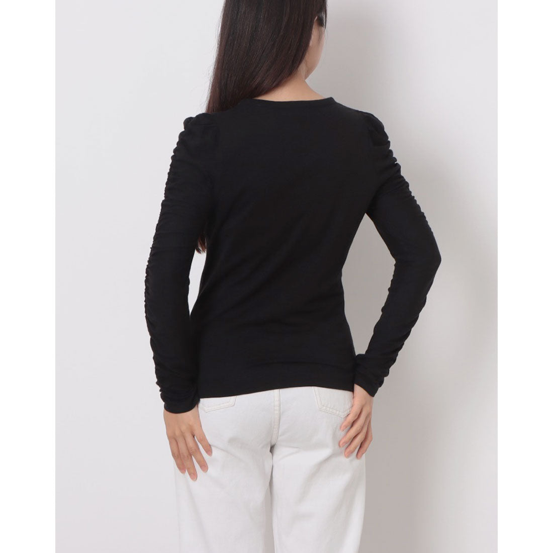 ウィッスルズ WHISTLES Ruched Sleeve Top （Black） Black