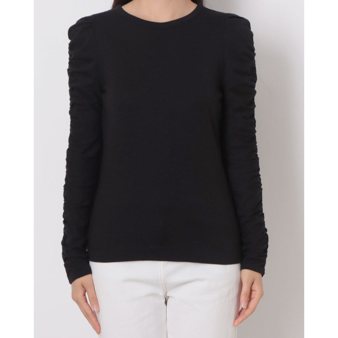 ウィッスルズ WHISTLES Ruched Sleeve Top （Black） Black