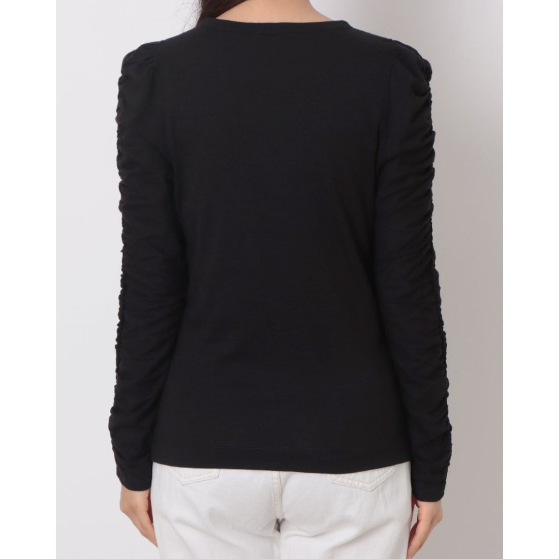ウィッスルズ WHISTLES Ruched Sleeve Top （Black） Black