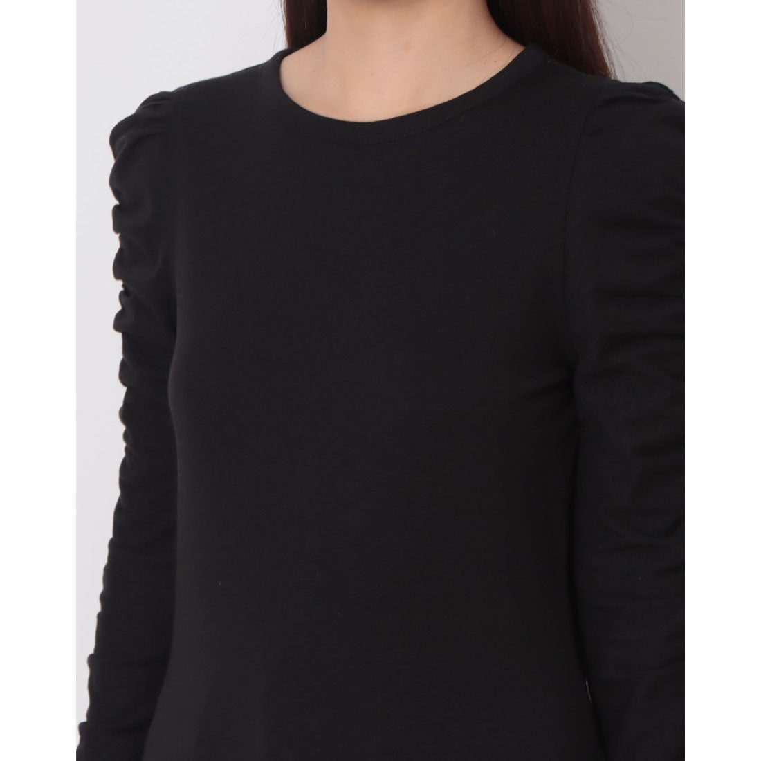 ウィッスルズ WHISTLES Ruched Sleeve Top （Black） Black