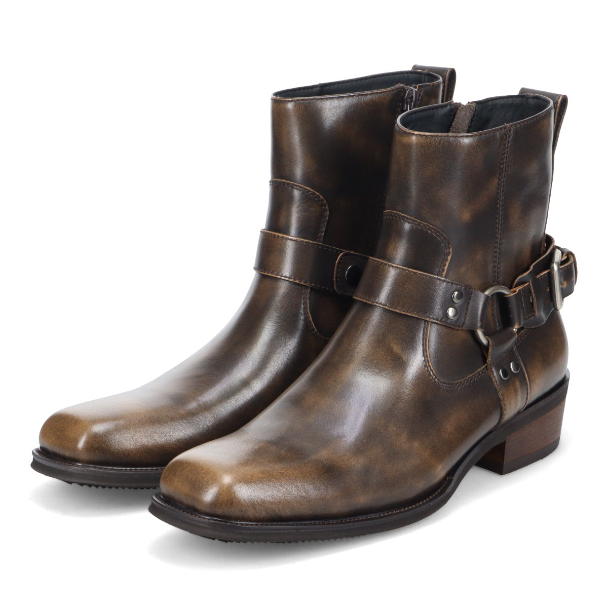 Whoop'-de-doo' Genuine Leather High Heel Zip-Up Square Toe Harness Rin